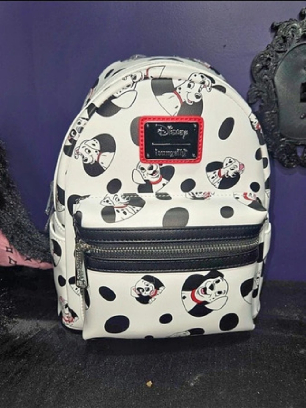 Loungefly Disney 101 Dalmatians Puppy Spots Allover Print Mini Backpack Cruela